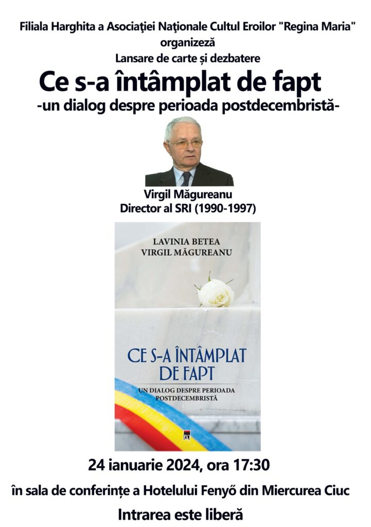 Lansare de carte: „Ce s-a întâmplat de fapt” (Virgil Măgureanu)